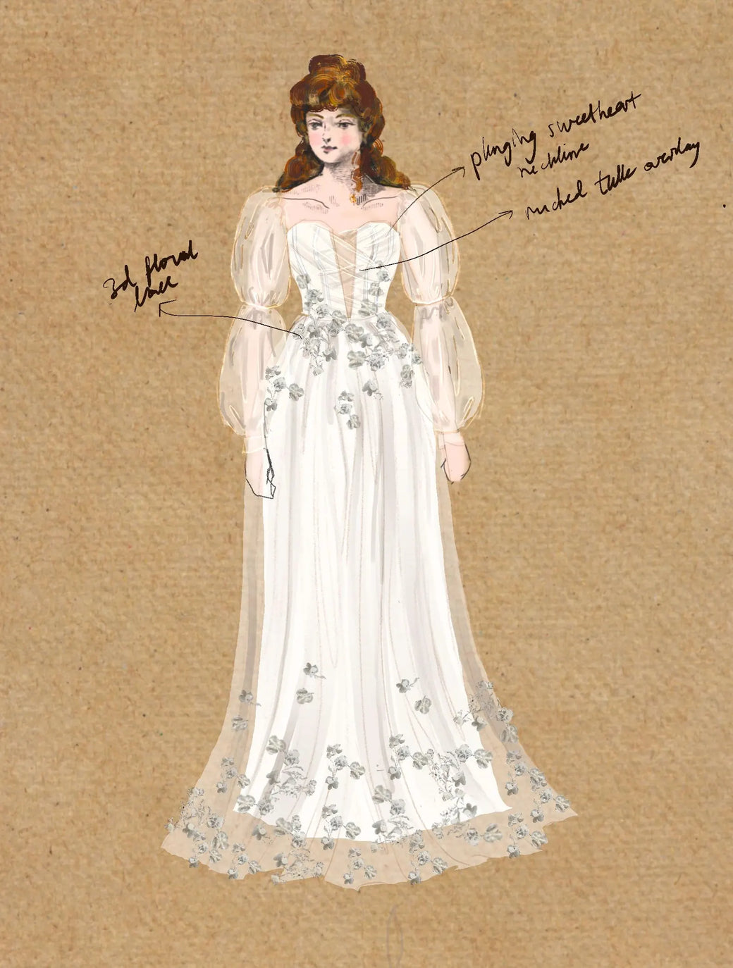 3D Floral Lace with Puff Sleeves