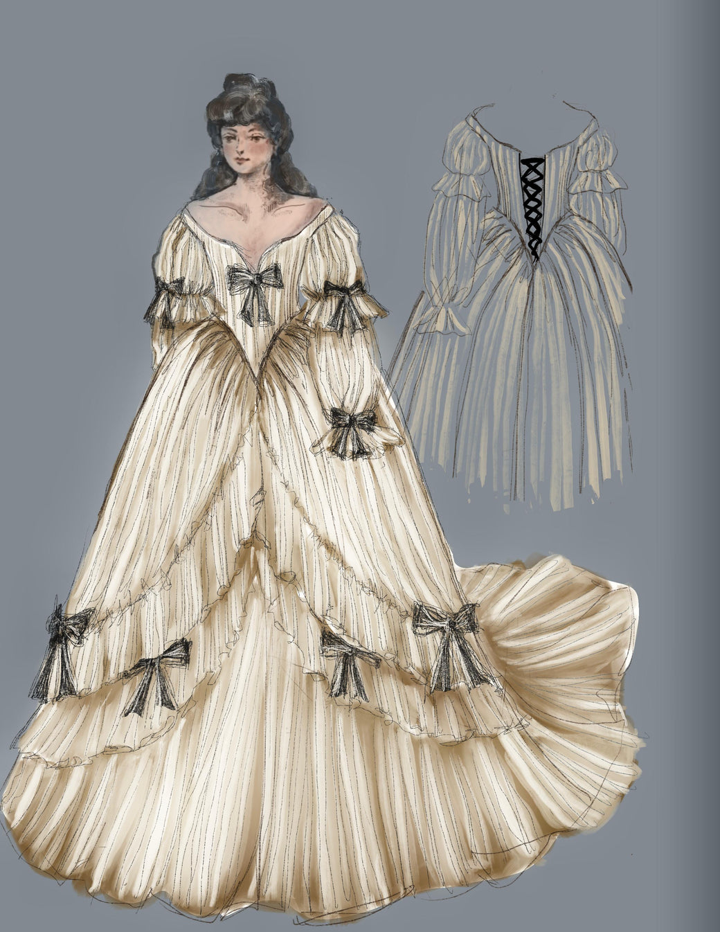 Dramatic Puff Sleeves with Organza & Ruffle Trim